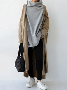 Urban High-Neck Long Sleeve Oversize Shirt