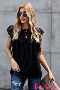 Hollowed Flutter Sleeve Casual Top