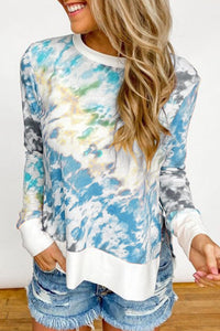 Tie-dye High Low Hem Print Top with Slits