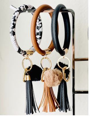 Key Chain Wristlet with Pom