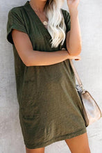 Load image into Gallery viewer, Green Came To Play Cotton Blend Pocketed T-Shirt Dress
