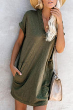 Load image into Gallery viewer, Green Came To Play Cotton Blend Pocketed T-Shirt Dress
