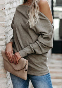 Khaki Ribbed Zip Knit Top