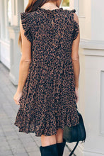 Load image into Gallery viewer, Leopard Print Ruffled Hemline Swing Dress
