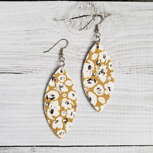 Mustard Poppies Leather Petal Earrings