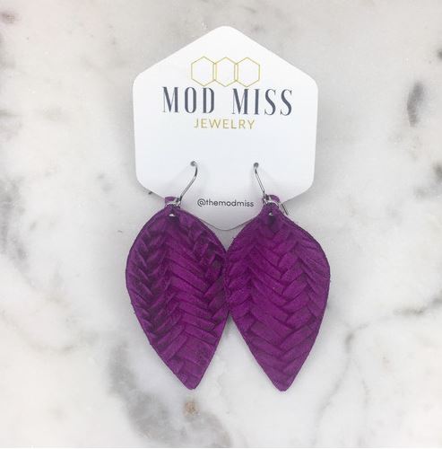 Woven Petal Leather Earrings