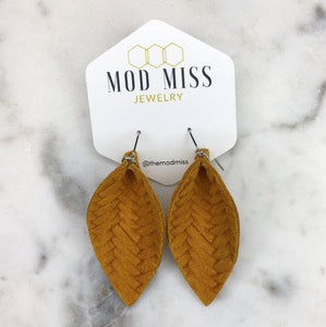 Woven Petal Leather Earrings