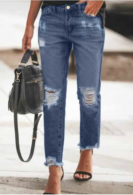 Ripped Slim Fit Washed Jeans