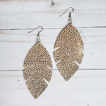 Load image into Gallery viewer, Rose Gold Stingray Feather Leather Earrings
