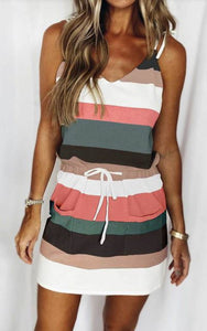 Spaghetti Strap Striped Mini Dress