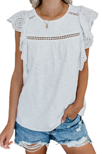 Hollowed Flutter Sleeve Casual Top